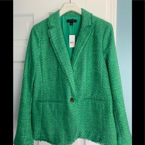 Green Blazer with frayed edges. Ann Taylor, size 8.